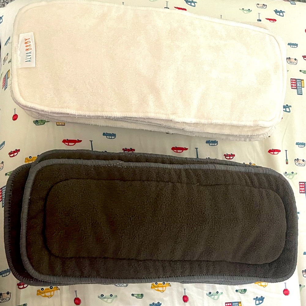 White & Grey Bamboo Cloth Diaper Inserts